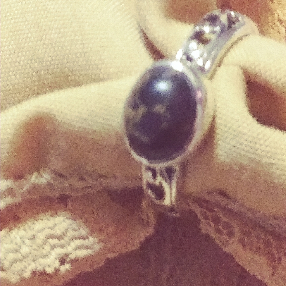 NWT-SANTA FE, BLACK MOJAVE TURQUOISE. STERLING RING SIZE 6.